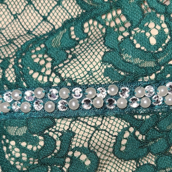 Elegant Teal Lace Kids Dress - Picture 3 of 10